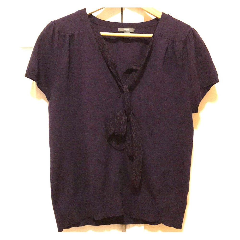 Apt. 9 purple v neck with tie short sleeve size XL
